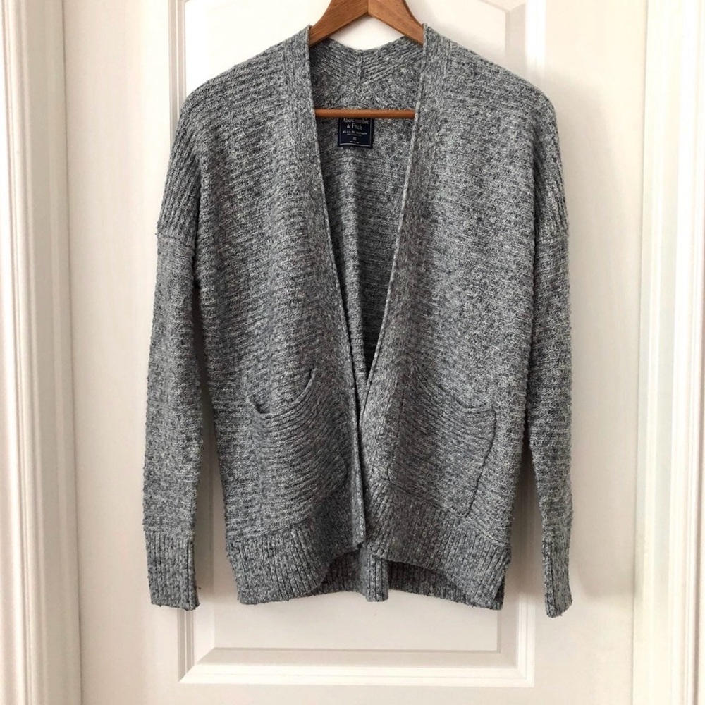 Abercrombie Heather Gray Open Cardigan